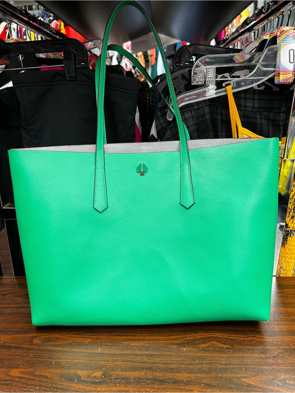 Kate Spade New York green large leather tote